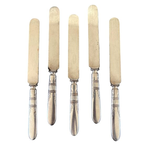 1847 Rogers 1910 Queen Ann/St. Moritz Silver Plate Blunt Knives 9.25" Lot of 5 - Picture 1 of 7